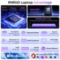 thumbnail image 4 of RNRUO 15.6" Laptop Computer, 12GB DDR5 256G SSD, Intel N95 4 Core up to 3.6GHz, Office 2024 Fingerprint Backlit KB WiFi 6 BT5.3, 1080 FHD Display for Student, Business, Home Office, 4 of 10