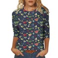 thumbnail image 1 of Penkiiy Chemises de la Saint-Valentin pour Femmes, Graphique Cœur, Col Rond, Hauts Décontractés, Blouses Amples à Manches 3/4, Grande Taille, Tunique 2025 L Multicolore, 1 of 5