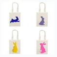 thumbnail image 4 of JilgTeok 4 Packs Bunny Printed Canvas Tote Bag for Kids Girls Shopping Grocery Gifts Bags for Mother's Day Animal Design Travel Daily Use, 4 of 5