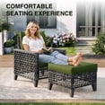 thumbnail image 3 of UDPATIO 5-Piece Outdoor Patio Furniture Set, Outdoor Conversation Set，Wicker Rattan Sofa Set with Ottoman, Garden Conversation Seating Set for Backyard,Gray Wicker Furniture with Green Cushions, 3 of 8