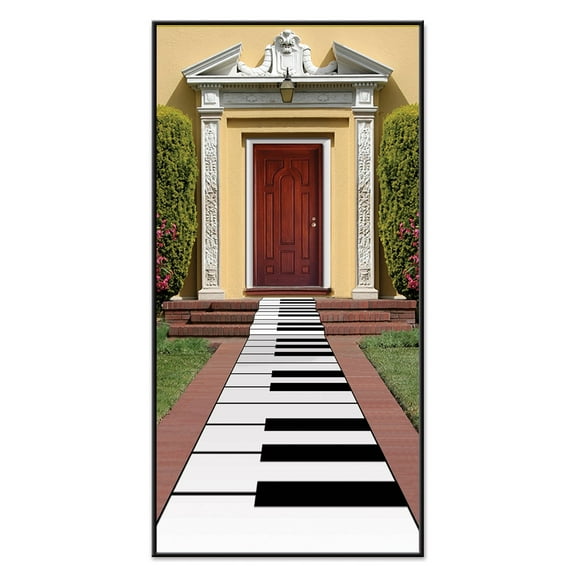 Pack of 6 Black and White Piano Keyboard Outdoor Path Runner Party Decorations 10'