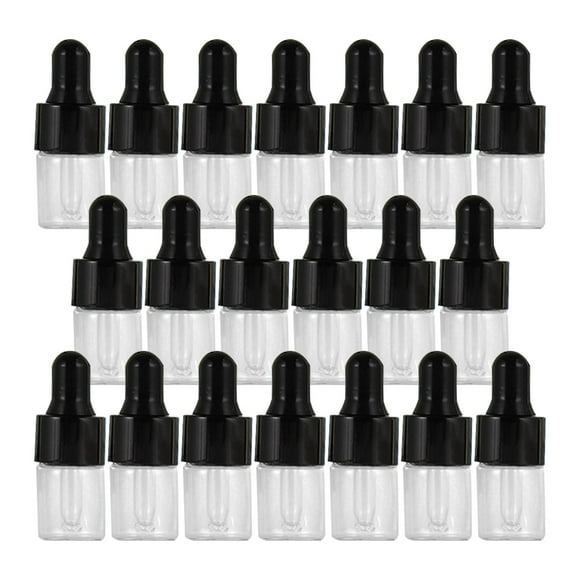 20 Botellas de Vidrio Vacías Perfecl con Gotero Frascos Dispensadores Rellenables 1ml Negro