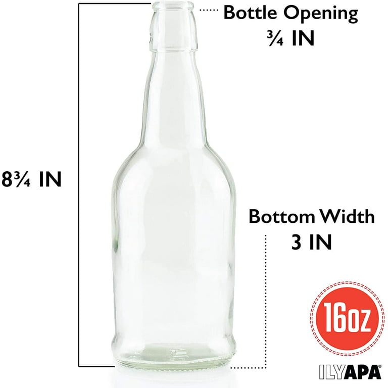 Ilyapa 12oz Clear Glass Beer Bottles for Home Brewing - 12 Pack with Flip  Caps for Beer Bottling