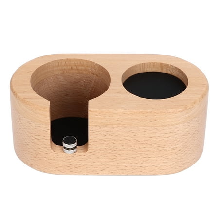 

2024 Coffee Filter Tamper Holder 58mm Aperture Coffee Knock Box Wood Texture Wooden Coffee Tamping Station with Nonslip Feet