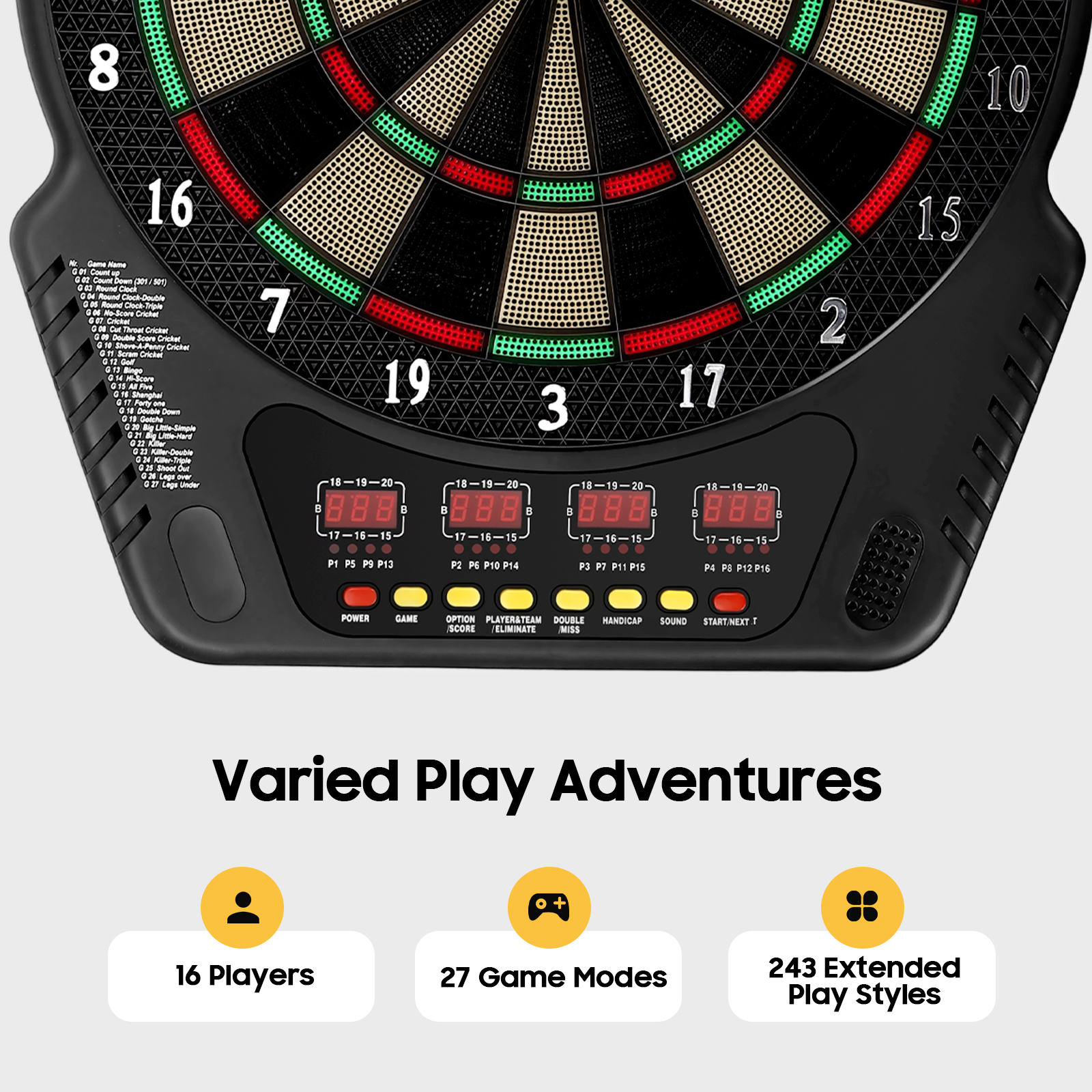 Wall Mounted Electronic Dart Board with 6 Darts, Digital Soft Tip Dart Board Voice Prompts Automatic Counting Dartboard Set Innovative Dart Machine, for Home Bar Game center