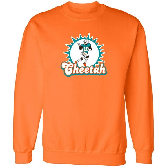 Dolphins Cheetah Tyreek Hill Logo Crew Neck Sweatshirt