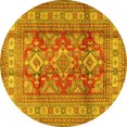 thumbnail image 1 of Ahgly Company Machine Washable Indoor Round Geometric Yellow Traditional Area Rugs, 8' Round, 1 of 4