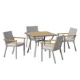 thumbnail image 1 of Songmics Home Sencillo Collection - 5 Piece Patio Furniture Set, 4 Dining Chairs, 1 Dining Table, Synthetic PE Rattan, Gray and Beige, 1 of 8