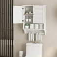 thumbnail image 6 of Costway, Gray, Medium Density Fiberboard, Wall Mounted Cabinet with Open Shelf & Towel, 23.50 x 8.50 x 29.50 Inches, 6 of 10
