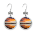 thumbnail image 1 of Sunrise Ocean Sky Cloud Reflection Bow Earrings Drop Stud Pierced Hook, 1 of 3