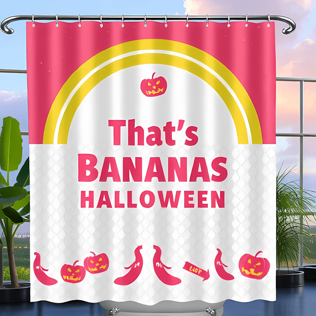 Vibrant Halloween Shower Curtain - "That's Bananas Halloween" with Fun Lanterns & Bright Colors