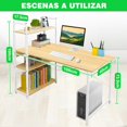 thumbnail image 3 of Minimalista con Repisa de 3 Estantes, Escritorio para Computadora, Moderno Escritorio Game de Metal, Estilo Minimalista Moderno, Escritorios para Oficinas en el Hogar (100D*40W*100H), 3 of 13