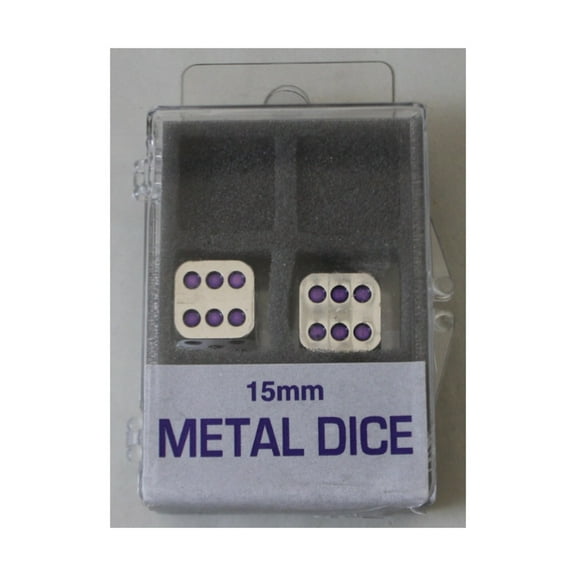 Koplow 15mm d6 Metal Dice w/Purple Pips (2) New