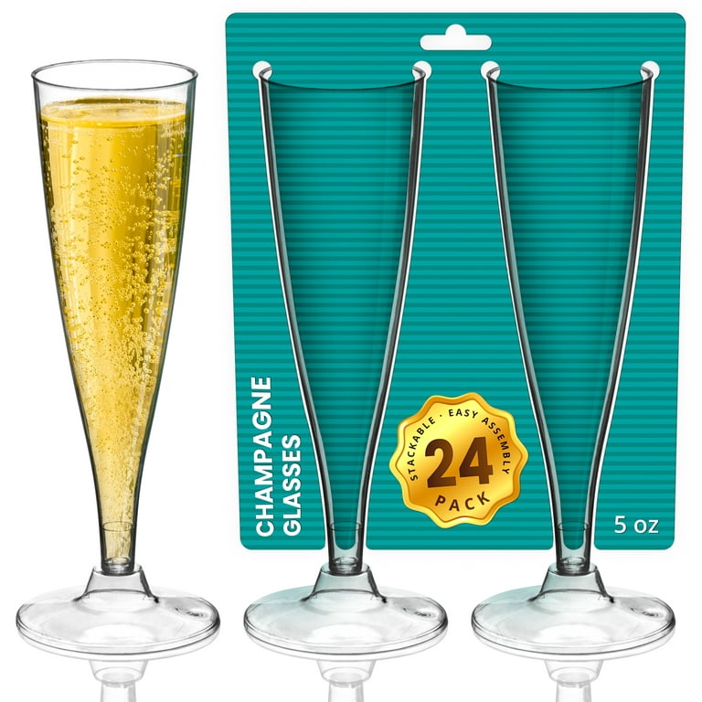 DecorRack 24 Plastic Champagne Flutes, 5 oz
