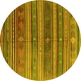 thumbnail image 1 of Ahgly Company Machine Washable Indoor Round Southwestern Yellow Country Area Rugs, 3' Round, 1 of 4