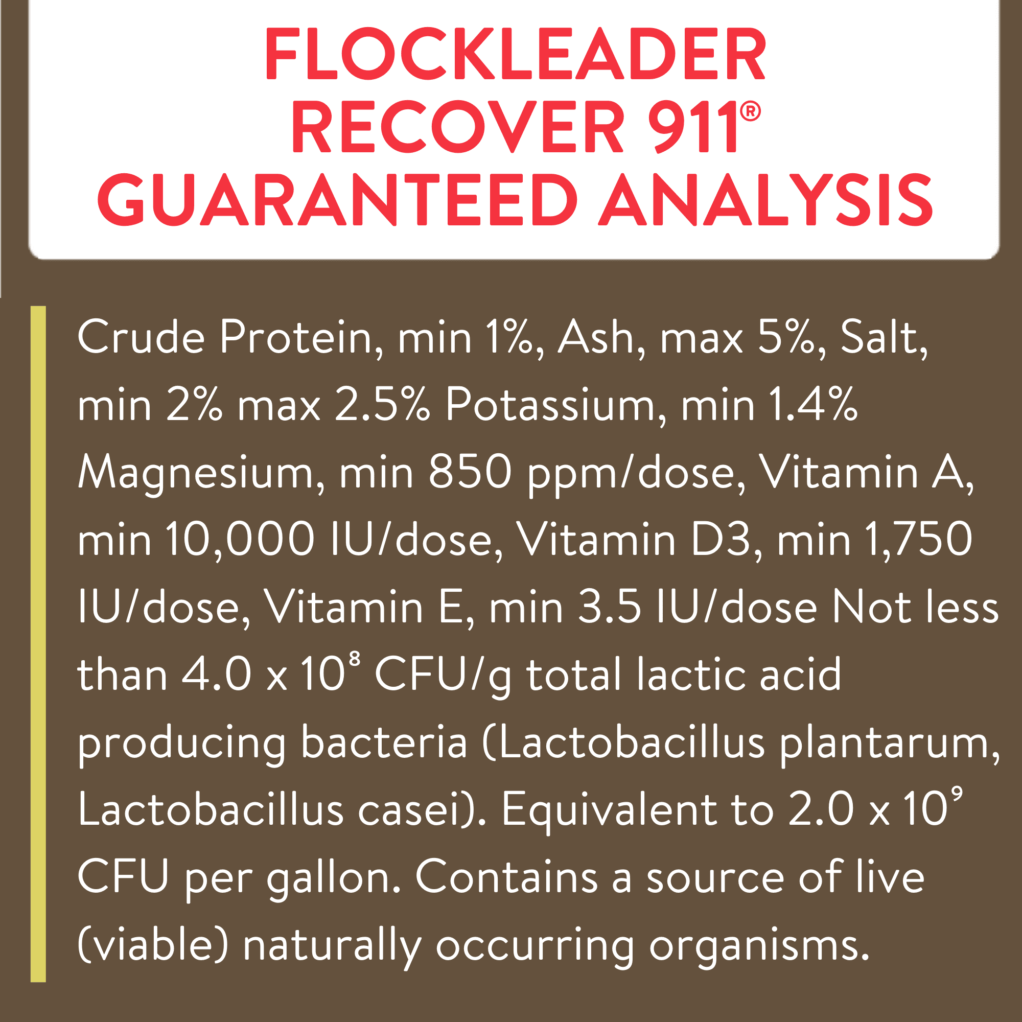 FlockLeader Recover 911 Poultry Supplement for Chickens, 2.5 Ounce