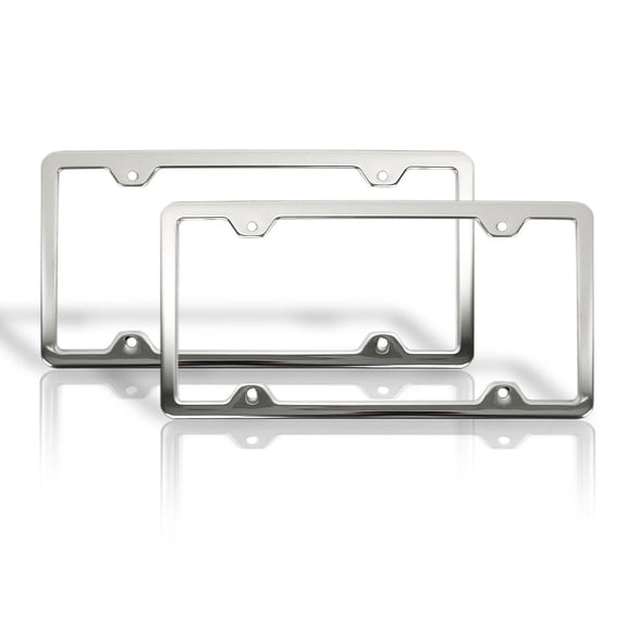OMAC 2 Pcs Chrome Stainless Steel License Plate Frame Tag Holder