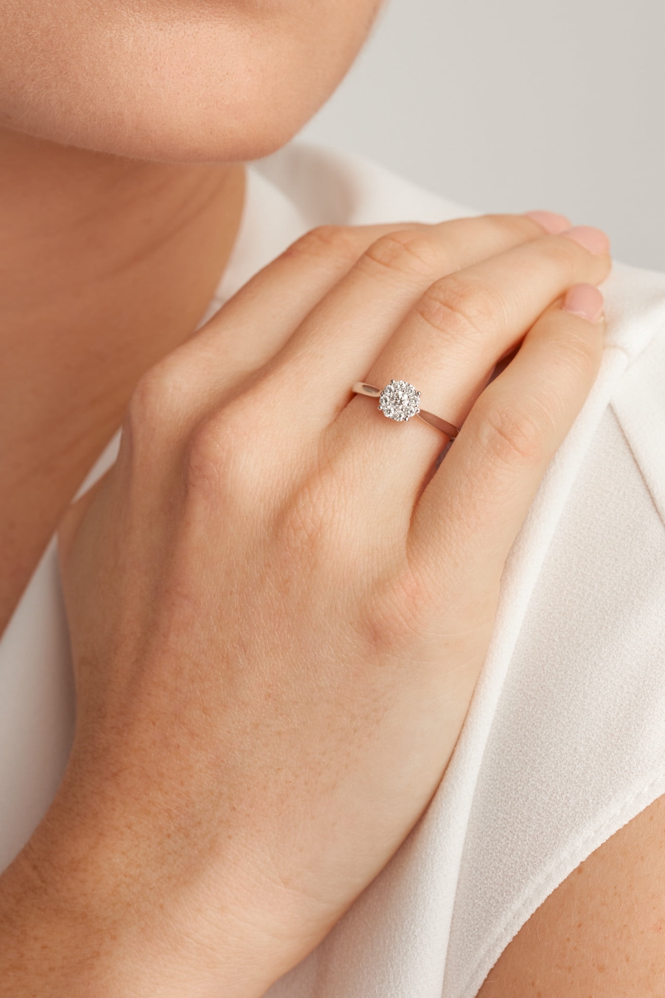 Forever Facets 1/4 CT TW Lab Grown Diamond Ring in Platinum over Sterling Silver, Adult Female