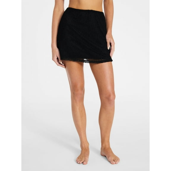 No Boundaries Sequin Crochet Mini Skirt Coverup, Women's XXS-XXL