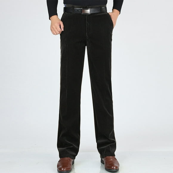 Amzcrzy Mens Pants Pants for Men Fashion Men's Casual Pocket Solid Color Straight Tube Corduroy Length Pants Mens Casual Pants Men's Pants