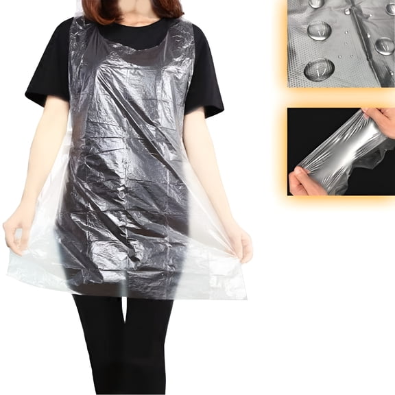 TELOLY Plastic Aprons Disposable Adults (50 Count),Plastic Apron for Painting,Party,Cooking,Housework,Picnic,etc.