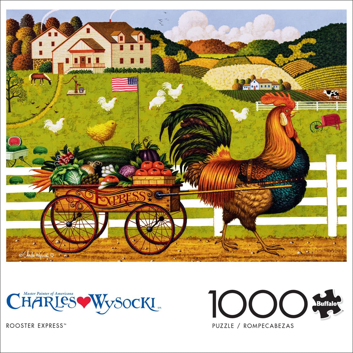 Buffalo Games 1000-Piece Charles Wysocki Rooster Express Jigsaw Puzzle
