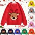 thumbnail image 2 of FUZHIQ Christmas Sweatshirts Boys Cute Reindeer Print Long Sleeve Warm Round Neck Pullover Sweatshirt Trendy Fall Fashion Tops for 9-10 Years, 2 of 6