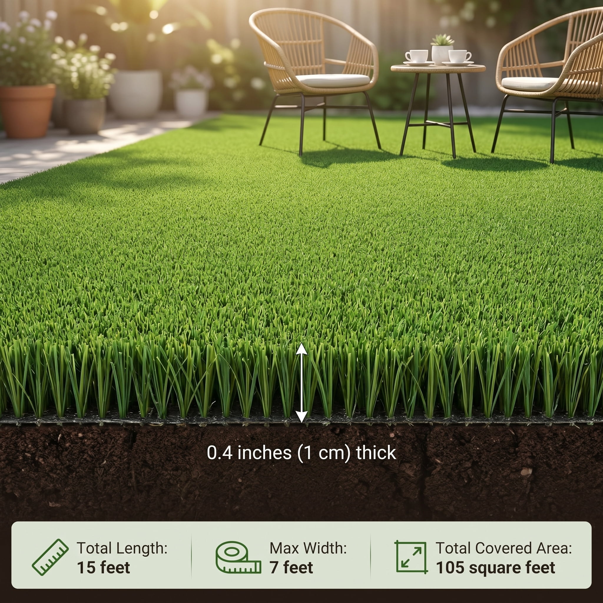 Prilinex 7 x 15 Ft Artificial Grass Turf Waterproof Outdoor Rug Artificial Turf for Dog, 0.4"H