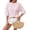 Pink, variant on Womens Summer Tops Striped Color Block Short Sleeve T Shirts Oversized Casual Crewneck Tee Beige M