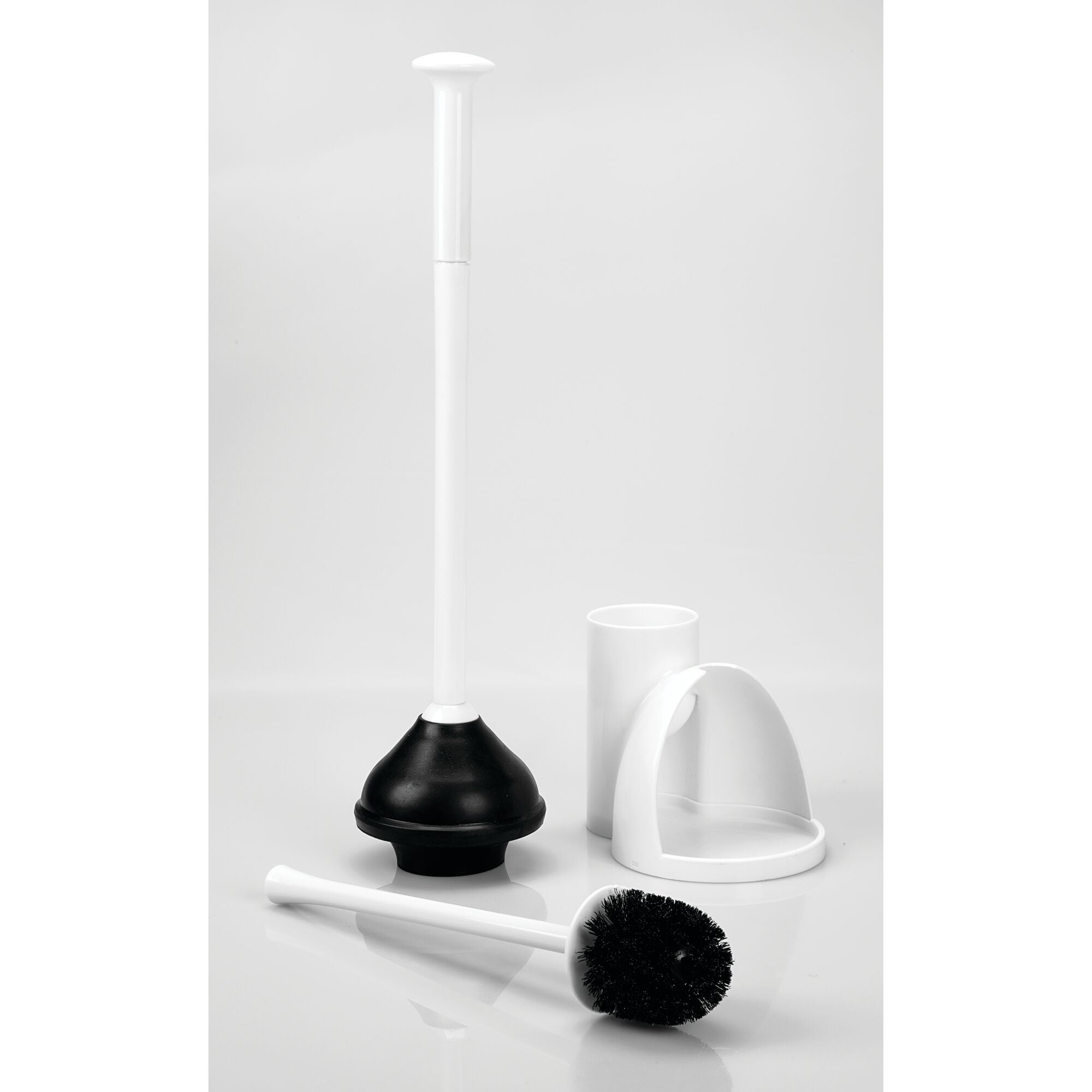 mDesign Hidden Plunger and Brush Set for Toilet Bowl - White
