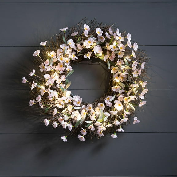 22" Cherry Blossom LED Wreath