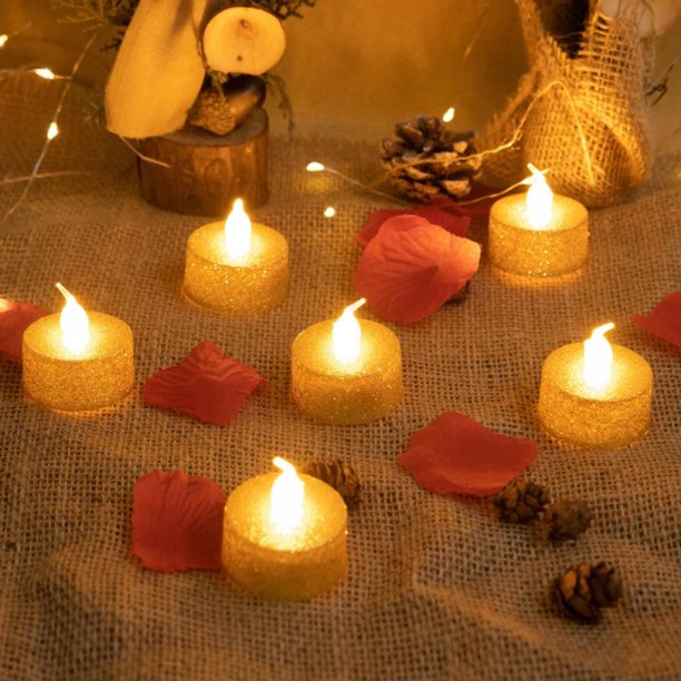 12 Pack Flameless Tea Lights Candles Realistic LED Flickering Operated