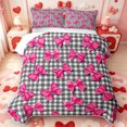 thumbnail image 2 of Manfei Black Classic Checkered Twin Quilt Set,Chic Bow Tie Twin Coverlet Set,3 Pieces,1 Bedspread and 1 Pillowcase, 2 of 7