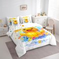 thumbnail image 3 of jejeloiu Kawaii Duck 7 Pieces Bedding Comforter Set,Rainbow Balloon Full Bedding Set,Colorful Graffiti Fitted Sheet Flat Sheet For Girl Kids,Luxury Bedroom Decor Reversible, 3 of 8