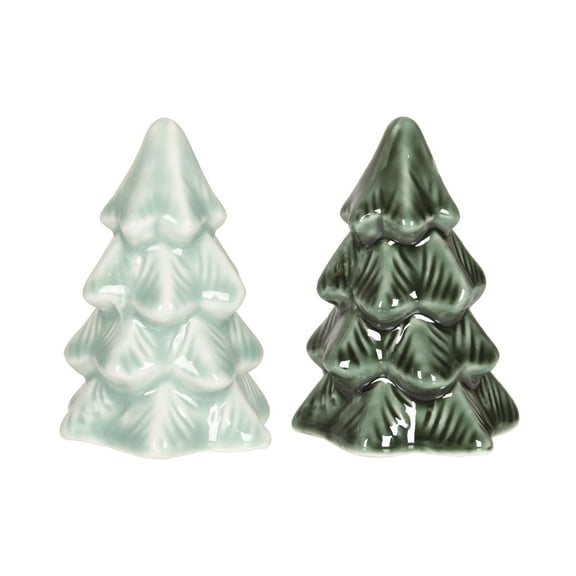Transpac  Ceramic 4.2 in. Multicolor Christmas Iridescent Salt and Pepper Shakers Set of 2