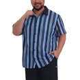 thumbnail image 4 of INSPIRE CHIC Men's Big & Tall Striped Button Down Short Sleeve Summer Shirts 2XL Blue, 4 of 5