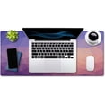thumbnail image 4 of Extended Gaming Mouse Pad (35.4x15.7 in), Large Stable Rubber Base Mousepad with Stitched Edges, Keyboard Mouse Mat Desk Pad for Work, Game, Office, Home - Light Blue Purple Triangle, 4 of 6