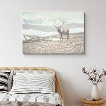 PixonSign Canvas Print Wall Art Caribou Walks Along Mountain Range Animals Wildlife Photography Realism Contemporary Relax/Calm Multicolor Cool for Living Room, Bedroom, Office - 32"x48"