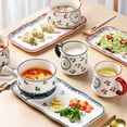 thumbnail image 2 of 1 Set of Ceramic Bowl Plate Home Tableware Set Dinner Bowl Ceramic Plate (Blue), 2 of 9