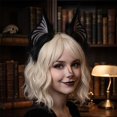 thumbnail image 3 of Vjnyvs Halloween Bat Ears Shape Headband Gothic Dark Wing Hair Hoop for Themed Party Events, 3 of 7