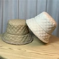 thumbnail image 4 of CoCopeaunts Thickened Down Plaid Women Bucket Hat Lamb Wool Brim Add Cotton Fisherman Hat for Men Winter Outdoor Keep Warm, 4 of 8
