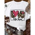 thumbnail image 4 of Camiseta informal con estampado artístico de corazón para San Valentín para mujer, ropa de Año Nuevo, camisetas gráficas, tops para mujer, 4 of 5