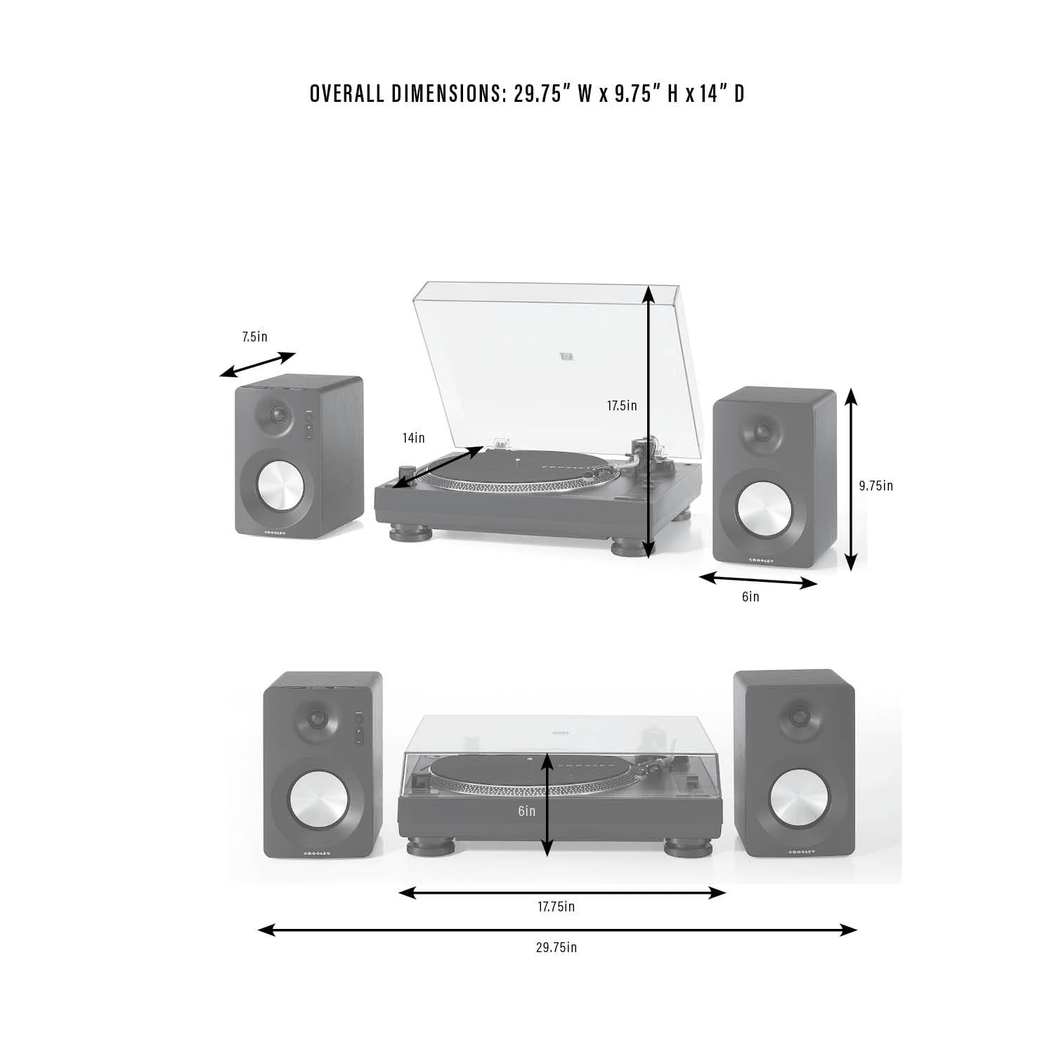 Crosley C100BT Vinyl Record Player with Speakers and Wireless Bluetooth - Audio Turntables