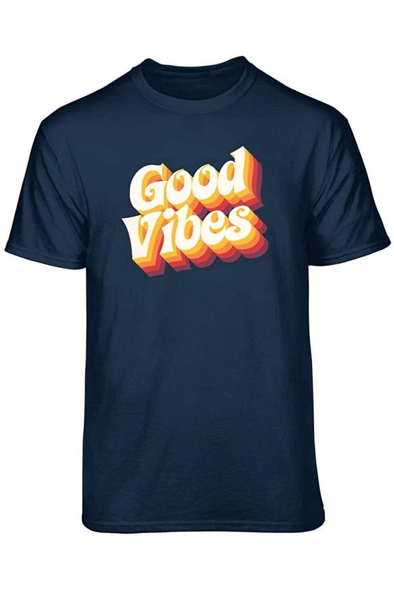 Retro Good Vibes Graphic T-Shirt (Medium - Standard Fit, Black)