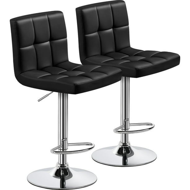 Taburetes de bar Yaheetech ajustables de piel sintética, juego de 2 unidades, color negro