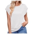 thumbnail image 1 of Birdeem Blouses pour Femmes Mode Blouses Décontractées Unies à Manches Courtes Col Rond, 1 of 12
