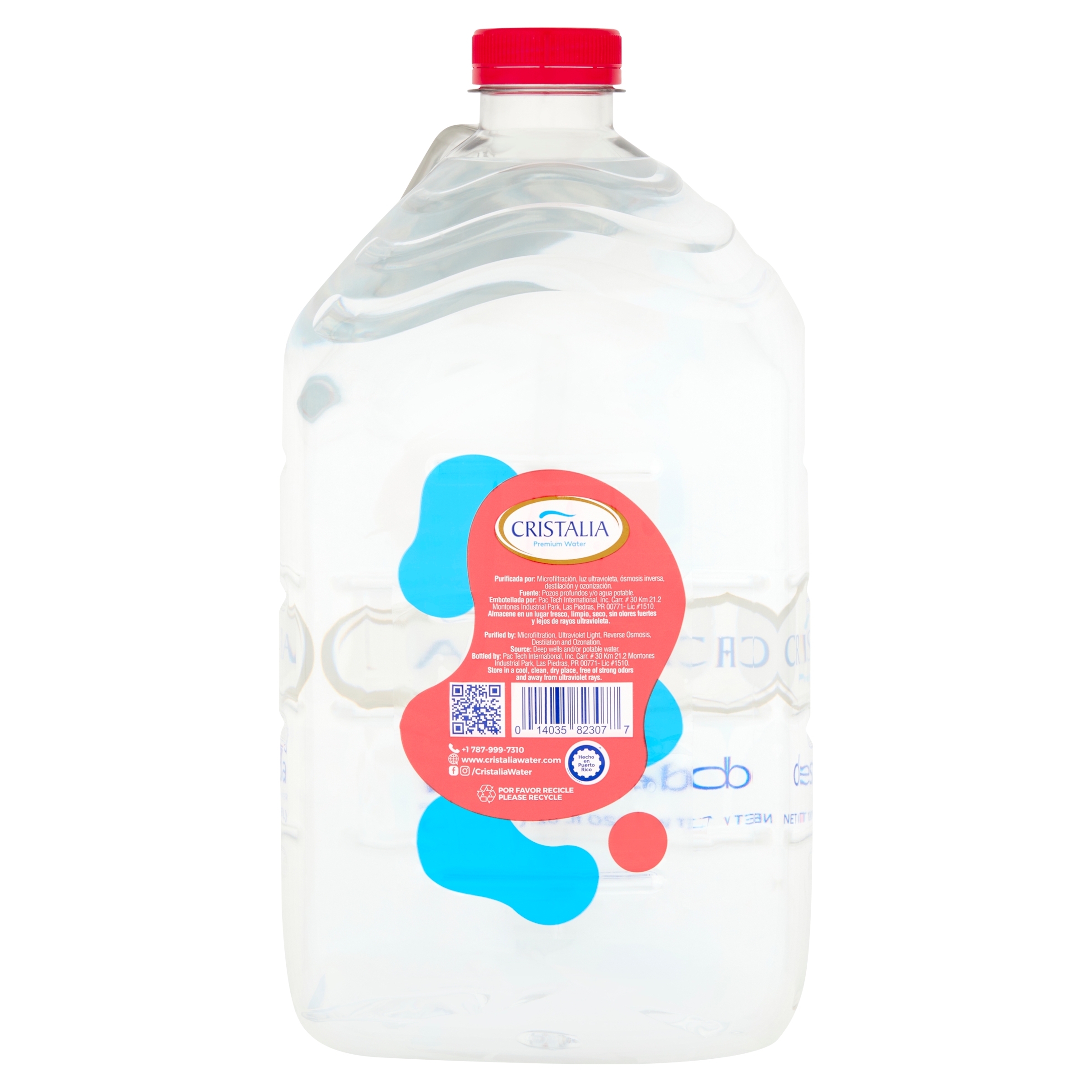 Cristalia, Distilled Water, Net Wt. 120 fl. oz. (3.55 L), Plastic Gallon
