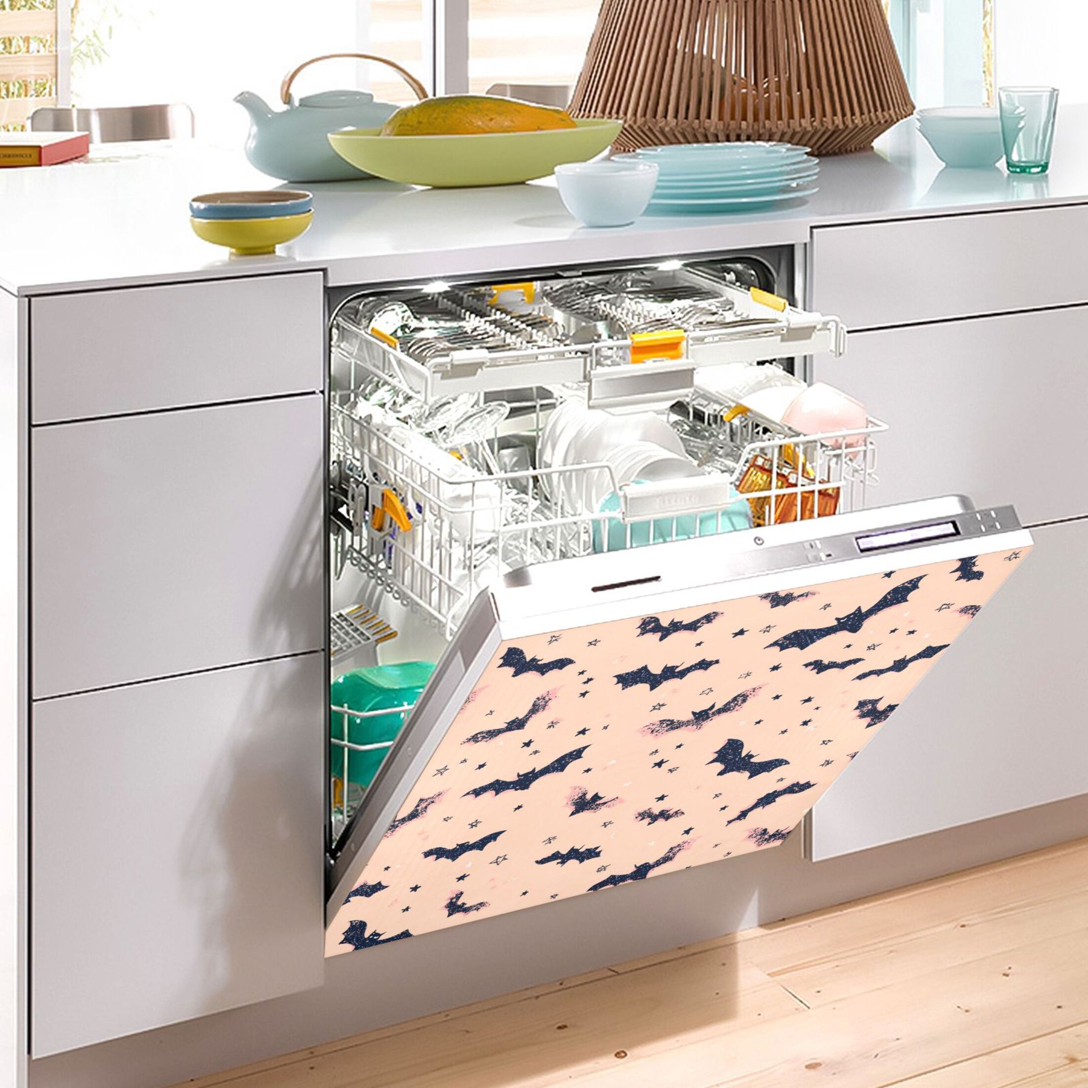 Dishwasher Sticker Magnetic Dishwasher Sticker Magnetic Decorative Sticker Refrigerator Sticker Dishwasher Decorative Stickers Black Bats