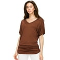 thumbnail image 4 of Made by Johnny V Neck Short Sleeve Dolman Top with Side Shirring XS RUST, 4 of 6