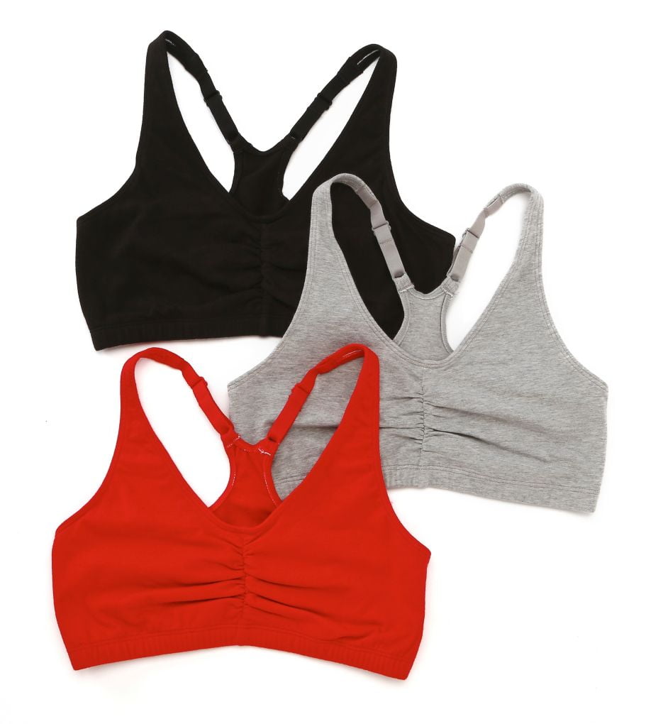 fruit of the loom shirred front sports bra